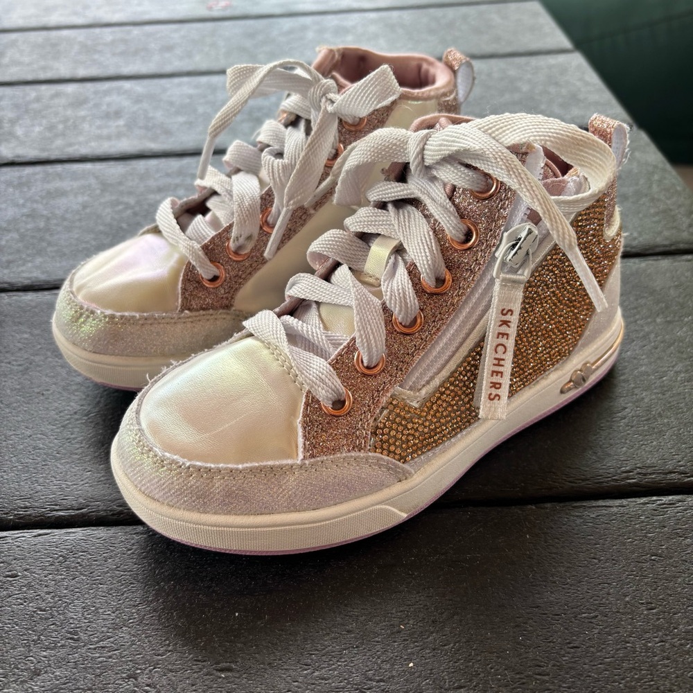 Skechers Kids' Shoutouts Lace-up Ombré Rhinestone High-Top Sneakers
